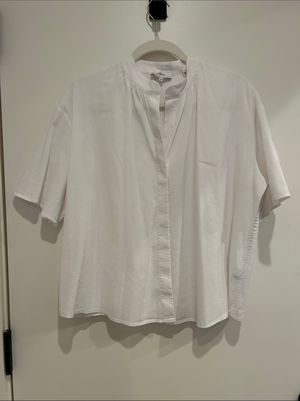 Vince White Short-Sleeve Button-Front Blouse